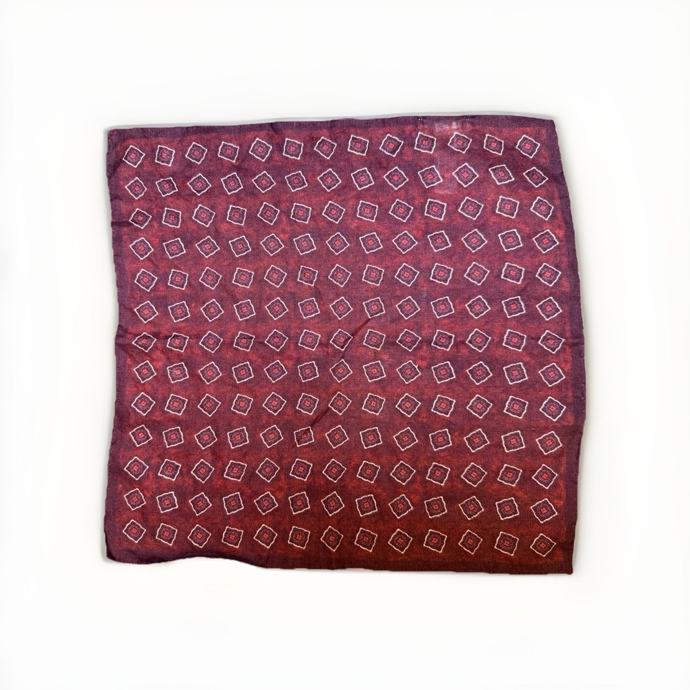 SUITSUPPLY Pocket Square Men's ONE SIZE  Burgundy Patterned Pure Linen